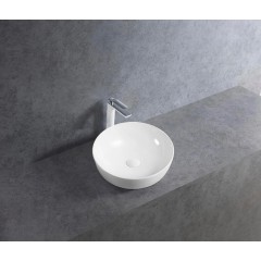 Umyvadlo keramické Marcello - na desku - bílá lesklá - Ø 42 cm