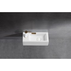 Keramické umývátko Roberto, závěsné levé - bílá lesklá - 37,7x18,5 cm