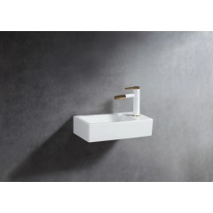 Keramické umývátko Roberto, závěsné pravé - bílá lesklá - 37,7x18,5 cm