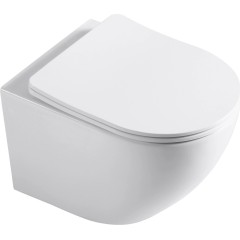 WC závěsné Verde, Rimless + Slim/UF sedátko - bílá lesklá - 49x36 cm