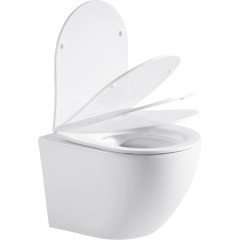 WC závěsné Verde, Rimless + Slim/UF sedátko - bílá lesklá - 49x36 cm