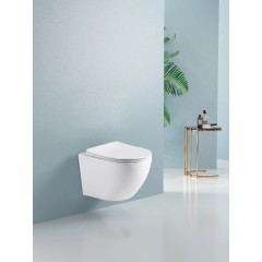 WC závěsné Verde, Rimless + Slim/UF sedátko - bílá lesklá - 49x36 cm