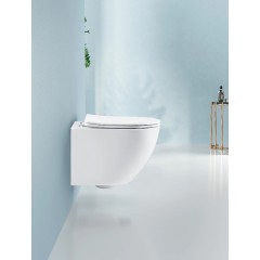 WC závěsné Verde, Rimless + Slim/UF sedátko - bílá lesklá - 49x36 cm