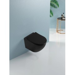 WC závěsné Verde, Rimless + Slim/UF sedátko - černá lesklá - 49x36 cm