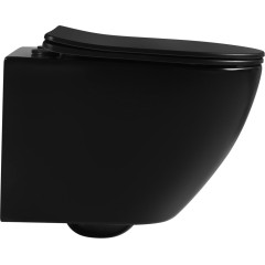 WC závěsné Verde, Rimless + Slim/UF sedátko - černá lesklá - 49x36 cm