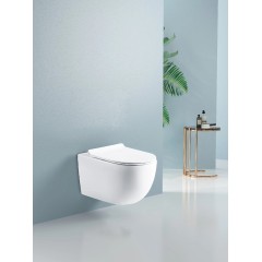WC závěsné Felci, Rimless + Slim/UF sedátko - bílá lesklá - 53x37 cm