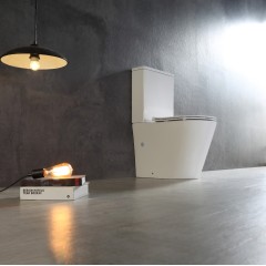 WC kombi Carlito, Rimless + Slim/UF sedátko - spodní/zadní odpad - bílá lesklá - 61x36,5 cm