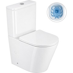 WC kombi Carlito, Rimless - DualFlush + Slim/UF sedátko - spodní/zadní odpad - bílá lesklá - 61x36,5 cm