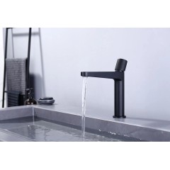 Umyvadlová stojánková baterie Loreta Grip - nízká - černá matná - 423586