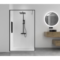 Sprchový nástěnný sloup Elma - termostatická sprchová baterie - černá matná