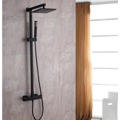 Sprchový nástěnný sloup Elma - termostatická sprchová baterie - černá matná