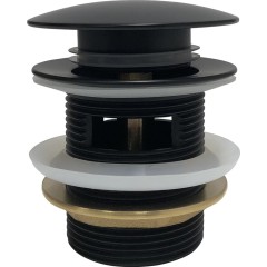 Vanová výpusť - click-clack s přepadem - 6/4 " - černá matná