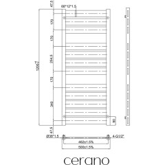 Koupelnový radiátor Arturo - boční připojení - 644W - černá matná - 1200x500 mm