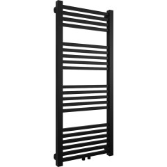 Koupelnový radiátor Franko - středové připojení 50mm/boční - 392W - černá matná - 1200x500 mm