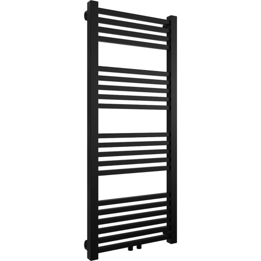 Koupelnový radiátor Franko - středové připojení 50mm/boční - 392W - černá matná - 1200x500 mm