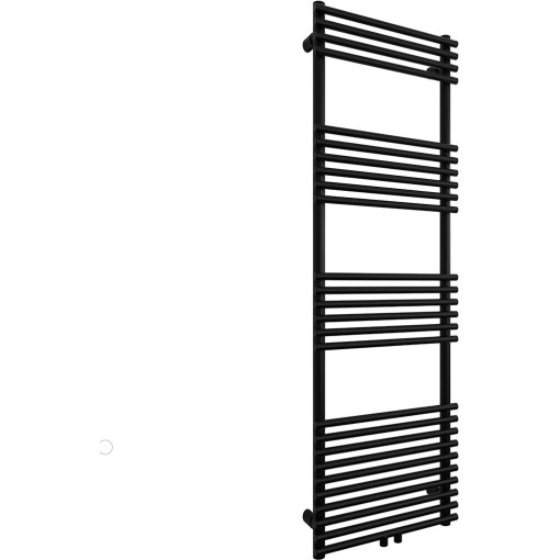 Koupelnový radiátor Luigi - středové připojení 50mm/boční - 713W - černá matná - 1600x500 mm