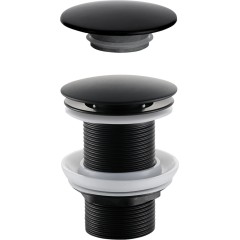 Umyvadlová výpusť - 5/4“ click-clack bez přepadu + kryt z litého mramoru - 10/60mm - černá matná