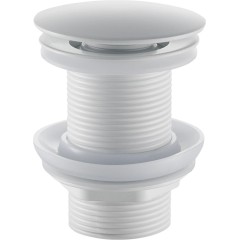 Umyvadlová výpusť - 5/4“ click-clack bez přepadu + kryt z litého mramoru - 10/60mm - bílá matná