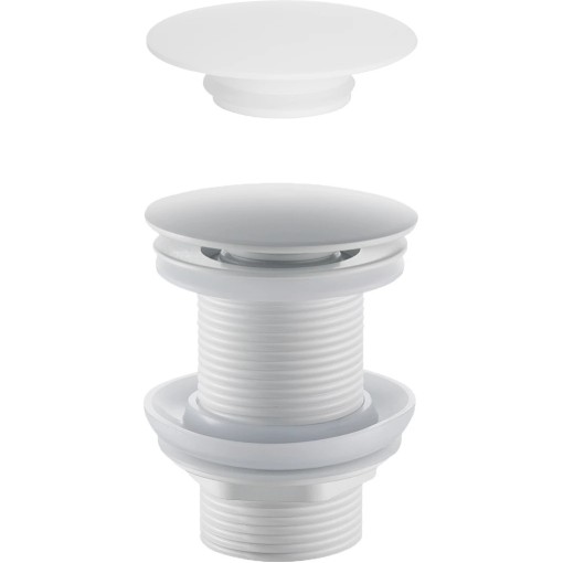 Umyvadlová výpusť - 5/4“ click-clack bez přepadu + kryt z litého mramoru - 10/60mm - bílá matná