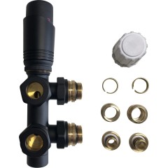 Připojovací sada radiátorového ventilu s termostatickou hlavicí - středové připojení 50mm - černá matná - 433356