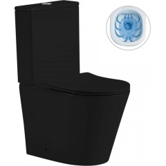 WC kombi Carlito, Rimless + Slim/UF sedátko - spodní/zadní odpad - černá matná - 61x36,5 cm