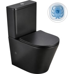 WC kombi Carlito, Rimless - DualFlush + Slim/UF sedátko- spodní/zadní odpad - černá matná - 61x36,5 cm