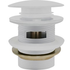Vanová výpusť - click-clack s přepadem - 6/4 " - bílá matná
