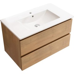 Koupelnová skříňka Carole + keramické umyvadlo Todo - dub medový - 101x50x46,5 cm