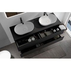 Koupelnová skříňka Carole + deska pod umyvadlo Navira Slim - 18 mm - černá matná - 120x49,8x46 cm