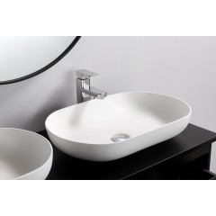 Koupelnová skříňka Carole + deska pod umyvadlo Navira Slim - 18 mm - černá matná - 120x49,8x46 cm