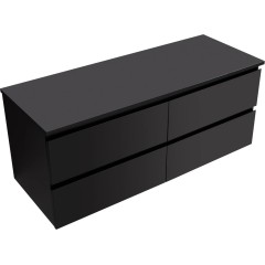 Koupelnová skříňka Carole + deska pod umyvadlo Navira Slim - 18 mm - černá matná - 120x49,8x46 cm