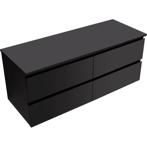Koupelnová skříňka Carole + deska pod umyvadlo Navira Slim - 18 mm - černá matná - 120x49,8x46 cm