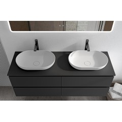 Koupelnová skříňka Carole + deska pod umyvadlo Navira Slim - 18 mm - černá matná - 120x49,8x46 cm