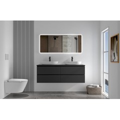 Koupelnová skříňka Carole + deska pod umyvadlo Navira Slim - 18 mm - černá matná - 120x49,8x46 cm