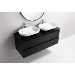 Koupelnová skříňka Carole + deska pod umyvadlo Navira Slim - 18 mm - černá matná - 120x49,8x46 cm