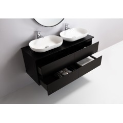 Koupelnová skříňka Carole + deska pod umyvadlo Navira Slim - 18 mm - černá matná - 120x49,8x46 cm