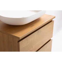 Koupelnová skříňka Carole + deska pod umyvadlo Navira Slim - 18 mm - dub medový - 60x49,8x46 cm