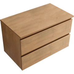 Koupelnová skříňka Carole + deska pod umyvadlo Navira Slim - 18 mm - dub medový - 100x49,8x46 cm