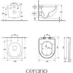 WC závěsné Cesso, Vortex + Slim/UF sedátko - černá matná - 49x36 cm