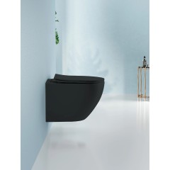 WC závěsné Cesso, Vortex + Slim/UF sedátko - černá matná - 49x36 cm