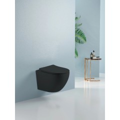 WC závěsné Cesso, Vortex + Slim/UF sedátko - černá matná - 49x36 cm
