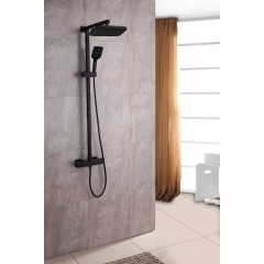 Sprchový nástěnný sloup Vermax - termostatická sprchová baterie - černá matná