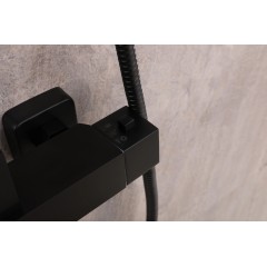 Sprchový nástěnný sloup Vermax - termostatická sprchová baterie - černá matná