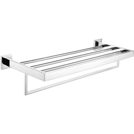 Nástěnná polička s držákem na ručníky Alto - chrom - 60 cm