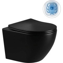Kompletní podomítkový WC set Lite/Verde - černá lesklá - WC tlačítko Classic, černé matné - k zazdění - 49x36 cm
