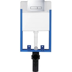 Kompletní podomítkový WC set Lite/Verde - černá lesklá - WC tlačítko Slim, chrom - k zazdění - 49x36 cm