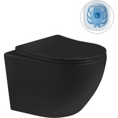 Kompletní podomítkový WC set Lite/Verde - černá lesklá - WC tlačítko Slim, chrom - k zazdění - 49x36 cm