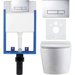 Kompletní podomítkový WC set Lite/Felci - bílá lesklá - WC tlačítko Slim, chrom - k zazdění - 52,5x36 cm