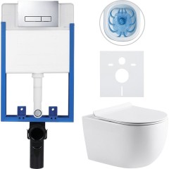 Kompletní podomítkový WC set Lite/Felci - bílá lesklá - WC tlačítko Slim, chrom - k zazdění - 52,5x36 cm