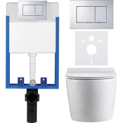 Kompletní podomítkový WC set Lite/Felci - bílá lesklá - WC tlačítko Classic, chrom - k zazdění - 52,5x36 cm